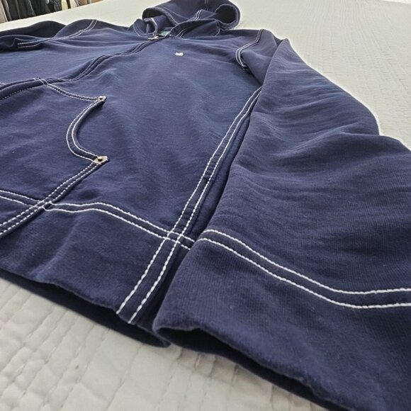 Green Label Lauren Ralph Lauren Hoodie Women's L Navy Blue Y2K Full Zip EUC - Picture 3 of 15